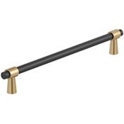 Amerock Mergence 7-9/16 Inch Center to Center Bar Cabinet Pull Matte Black / Champagne Bronze