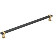 Amerock Overton 12-5/8 Inch Center to Center Bar Cabinet Pull Brushed Matte Black / Champagne Bronze