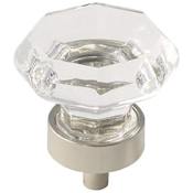 Amerock Traditional Classics 1-5/16 Inch Geometric Cabinet Knob Clear Glass / Polished Nickel