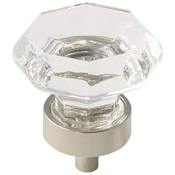 Amerock Traditional Classics 1-5/16 Inch Geometric Cabinet Knob Clear Glass / Polished Nickel