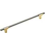 Amerock Urbanite 10-1/16 Inch Center to Center Bar Cabinet Pull Brushed Gold / Black Chrome