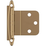 Amerock Functional Hardware 3/8 Inch Inset Surface Mount Cabinet Door Hinge with 105 Degree Opening Angle - Pair Champagne Bronze