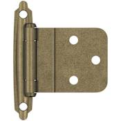 Amerock Functional Hardware 3/8 Inch Inset Surface Mount Cabinet Door Hinge with 105 Degree Opening Angle and Self Close Function - Pair Burnished Brass