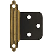 Amerock Functional Hardware Variable Overlay Surface Mount Cabinet Door Hinge with 105 Degree Opening Angle and Self Close Function - Pair Antique Brass