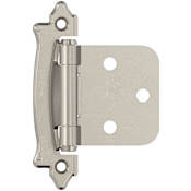 Amerock Functional Hardware Variable Overlay Surface Mount Cabinet Door Hinge with 105 Degree Opening Angle and Self Close Function - Pair Sterling Nickel