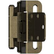 Amerock Functional Hardware 3/8 Inch Inset Wrap Cabinet Door Hinge with 105 Degree Opening Angle and Self Close Function - Pair Burnished Brass