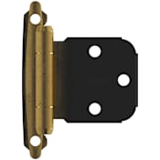 Amerock Functional Hardware Variable Overlay Surface Mount Cabinet Door Hinge with 105 Degree Opening Angle and Self Close Function - Pair Antique Brass