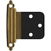 Amerock Functional Hardware Variable Overlay Surface Mount Cabinet Door Hinge with 105 Degree Opening Angle and Self Close Function - Pair Antique Brass