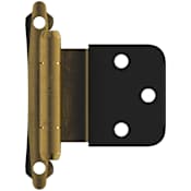 Amerock Functional Hardware 3/8 Inch Inset Surface Mount Cabinet Door Hinge with 105 Degree Opening Angle and Self Close Function - Pair Antique Brass