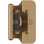 Amerock Functional Hardware 1/4 Inch Overlay Surface Mount Cabinet Door Hinge with 105 Degree Opening Angle and Self Close Function - Pair Champagne Bronze