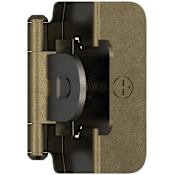 Amerock Functional Hardware 1/2 Inch Overlay Surface Mount Cabinet Door Hinge with 105 Degree Opening Angle and Self Close Function - Pair Burnished Brass
