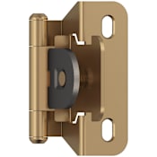 Amerock Functional Hardware 1/4 Inch Overlay Wrap Cabinet Door Hinge with 105 Degree Opening Angle and Self Close Function - Pair Champagne Bronze