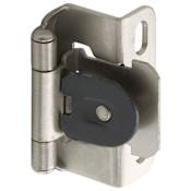 Amerock Functional 1/2 Inch Overlay Single Demountable Partial Wrap Hinge - Pack of 25 Pairs (50 Hinges) Satin Nickel