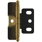 Amerock Functional Hardware Full Inset Wrap Cabinet Door Hinge with 105 Degree Opening Angle - Single Hinge Antique Brass