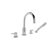 Anzzi Lien Widespread Lever Handles Deck Mounted Roman Tub Filler - Handshower Included Polished Chrome