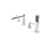 Anzzi Shine Widespread Lever Handles Deck Mounted Roman Tub Filler - Handshower Included Polished Chrome