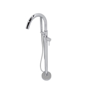 Anzzi Kros Lever Handle Floor Mounted Tub Filler - Handshower Included Polished Chrome