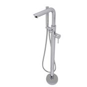 Anzzi Sens Lever Handle Floor Mounted Tub Filler - Handshower Included Polished Chrome
