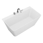 Anzzi Vault 60" Free Standing Acrylic Soaking Tub with Center Drain, Drain Assembly, and Overflow - Includes Deck Mounted Tub Filler with Hand Shower White / Chrome