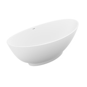 Anzzi Ala 74-3/8" Stone Composite Free Standing Soaking Tub - Includes Drain Assembly White Matte