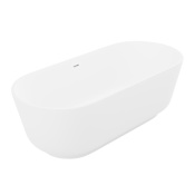 Anzzi Sabbia 70-13/16" Stone Composite Free Standing Soaking Tub - Includes Drain Assembly White Matte