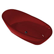 Anzzi Ember 65-5/8" Stone Composite Free Standing Soaking Tub - Includes Drain Assembly Translucent Deep Red
