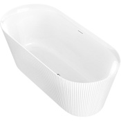 Anzzi Bailey 65" Free Standing Acrylic Soaking Tub with Center Drain, Drain Assembly, and Overflow White