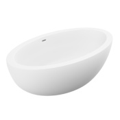 Anzzi Kekehun 76" Free Standing Stone Composite Soaking Tub with Center Drain, and Drain Assembly Matte White