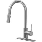 Anzzi Expedition 1.8 GPM Single Hole Pull Down Kitchen Faucet with Escutcheon Brushed Nickel