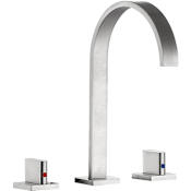 Anzzi Sabre 1.2 GPM Widespread Double Handle Bathroom Faucet Brushed Nickel