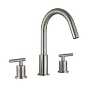 Anzzi Roman 1.2 GPM Widespread Double Handle Bathroom Faucet Brushed Nickel