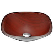 Anzzi Cansa 14-1/4" Glass Vessel Bathroom Sink - Pop-Up Drain Included Rich Timber
