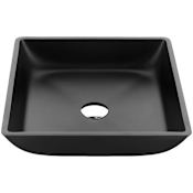 Anzzi Solstice 15-13/16" Rectangular Glass Vessel Bathroom Sink Matte Black