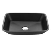 Anzzi Innovio 18-1/8" Rectangular Glass Vessel Bathroom Sink Matte Black
