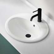 Anzzi Luna 22-1/8" Oval Ceramic Drop In Bathroom Sink with Overflow and Single Faucet Hole White