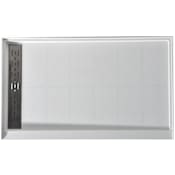 Anzzi Alexander 60" x 30" Rectangular Shower Base with Single Threshold and Rectangular Left Drain White