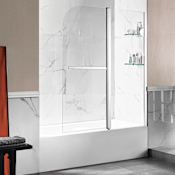 Anzzi Anzzi 60" Alcove Acrylic Soaking Tub with Right Drain, Drain Assembly, Frameless Tub Door, and Overflow White / Polished Chrome