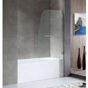 Anzzi Anzzi 60" Alcove Acrylic Soaking Tub with Right Drain, Frameless Hinged Tub Door, and Overflow White / Brushed Nickel