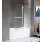 Anzzi Anzzi 60" Alcove Acrylic Soaking Tub with Right Drain, Frameless Hinged Tub Door, and Overflow White / Brushed Nickel