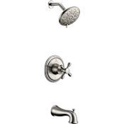 Anzzi Mesto Tub and Shower Trim Package with Multi-Function Rain Shower Head Brushed Nickel