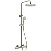 Anzzi Downpour Thermostatic Shower System with Shower Head, Hand Shower, Slide Bar, Shower Arm, Hose, and Valve Trim Brushed Nickel