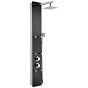 Anzzi Melody Thermostatic Shower Panel with Shower Head, Hand Shower, Bodysprays, Hose, and Valve Trim Black