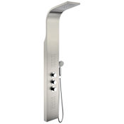 Anzzi Arc Thermostatic Shower Panel with Shower Head, Hand Shower, Bodysprays, Hose, and Valve Trim Brushed Stainless Steel