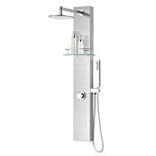 Anzzi Coastal 44" Retrofit Shower Panel with Single Function Rain Shower Head and 2 Jet Body Sprays Brushed Steel