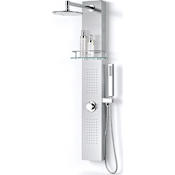 Anzzi Coastal 44" Retrofit Shower Panel with Single Function Rain Shower Head and 2 Jet Body Sprays Brushed Steel
