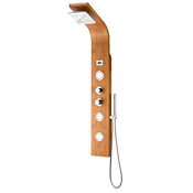 Anzzi Mansion Thermostatic and Pressure Balanced Shower Panel with Shower Head, Hand Shower, Bodysprays, Hose, and Valve Trim – Less Rough-In Valve Natural Bamboo