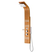 Anzzi Mansion Thermostatic and Pressure Balanced Shower Panel with Bamboo Shelf, Shower Head, Hand Shower, Bodysprays, Hose, and Valve Trim – Less Rough-In Valve Natural Bamboo
