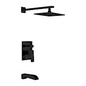Anzzi Mezzo Tub and Shower Trim Package with Single Function Rain Shower Head Matte Black
