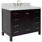 Ariel Cambridge 43" Free Standing Single Basin Vanity Set with Cabinet and Marble Vanity Top Espresso / Italian Carrara Marble Top / Brushed Nickel Hardware