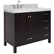 Ariel Cambridge 43" Free Standing Single Basin Vanity Set with Cabinet and Marble Vanity Top Espresso / Italian Carrara Marble Top / Brushed Nickel Hardware